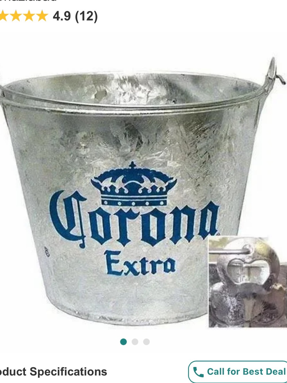 Corona Galvanized Beer Bucket $5.00… ship 1 lb